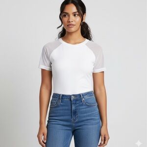 ReoRia Sheer Sleeve White bodysuit